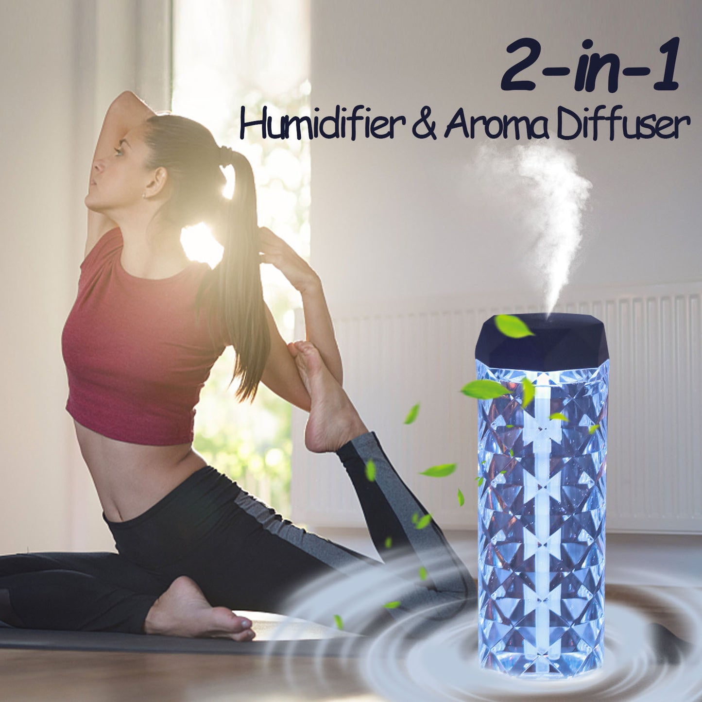 Kristall-Lampe mit Luftbefeuchter & LED-Stimmungslicht